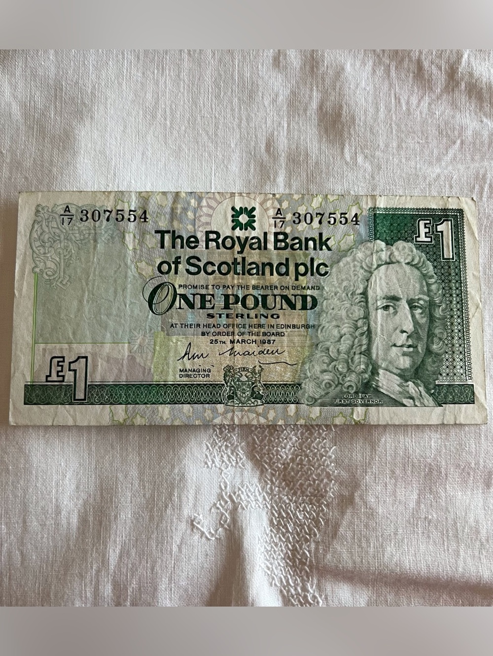 Royal Bank of Scotland One Pound Banknote Green Circulated